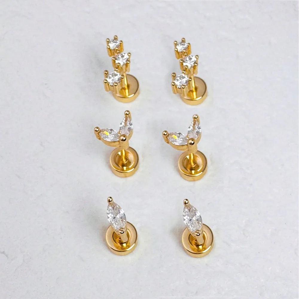 6/2Pcs Hypoallergenic Tiny 20G Stainless Steel Stud Earring for Women, Dainty CZ Cartilage Conch Helix Ear Piercing Jewelry Gift