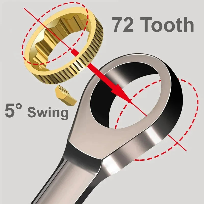 Ratchet Wrench 6-32mm, Combination Wrench, Dual-Use Wrench, Universal Repair Tool for Car and Motorcycle Maintenance