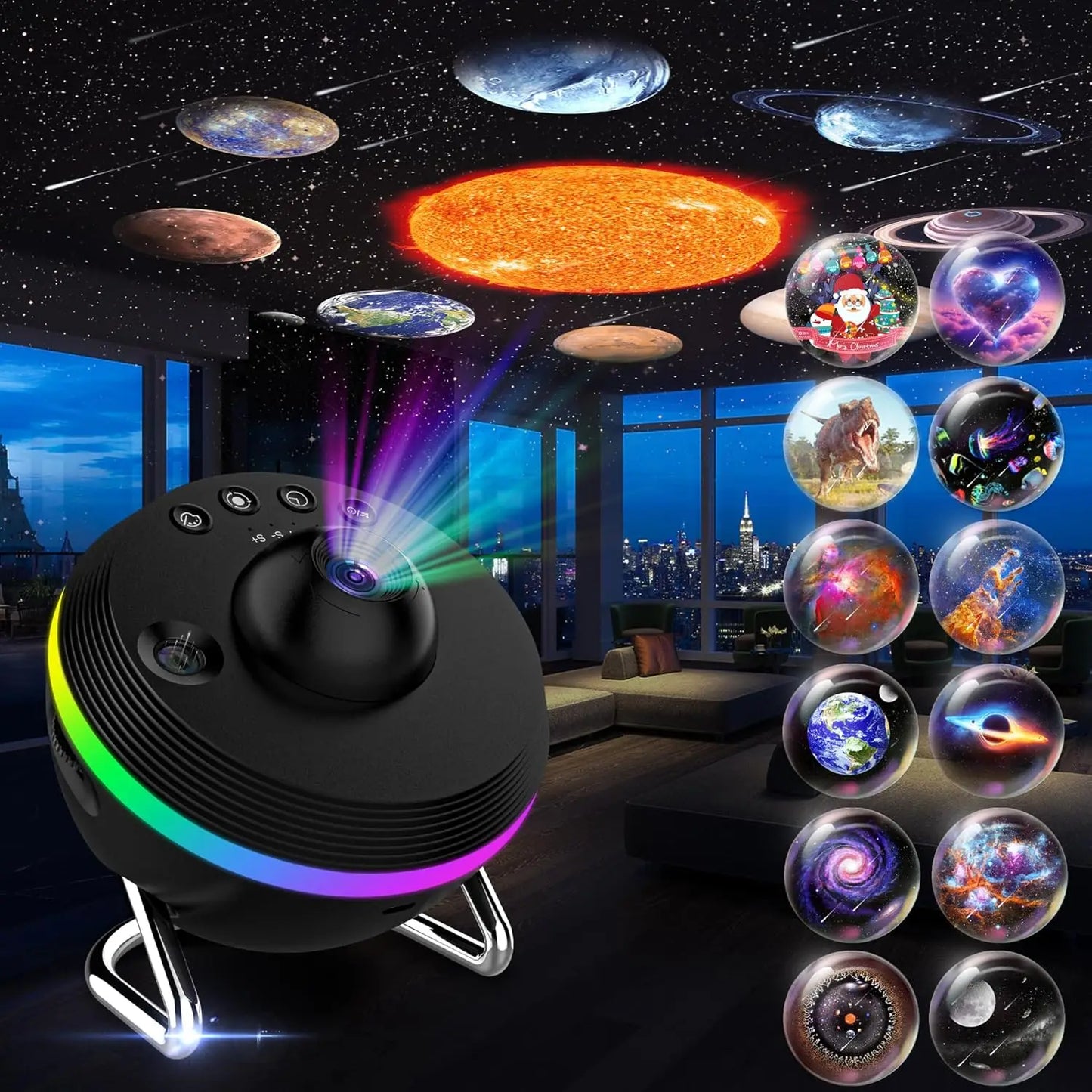 13 in 1 Star Projector Night Light 360° Degree Rotating 4K HD Galaxy Projector Bedroom With Timer Planetarium Projector For Kids