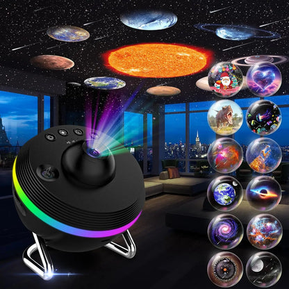 13 in 1 Star Projector Night Light 360° Degree Rotating 4K HD Galaxy Projector Bedroom With Timer Planetarium Projector For Kids