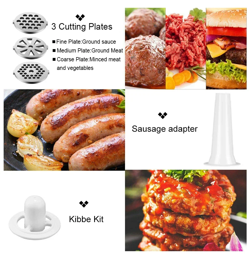 2800W Electric Meat Grinders Food Crusher Stainless Steel Multifunctional Vegetable Slicer Processor Chopper Kitchen Appliances