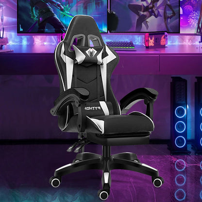 High-end Gaming Chair, Ergonomic, Height-adjustable, Flat, Foot-rest Chair (Black)