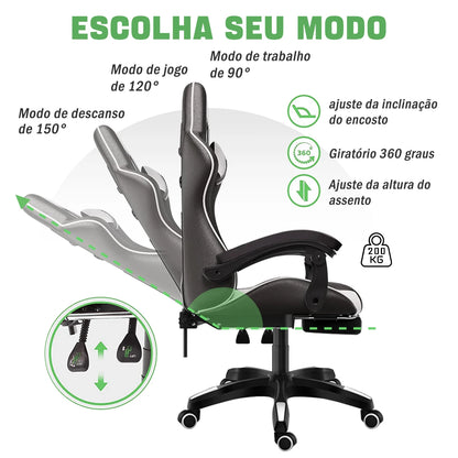 High-end Gaming Chair, Ergonomic, Height-adjustable, Flat, Foot-rest Chair (Black)