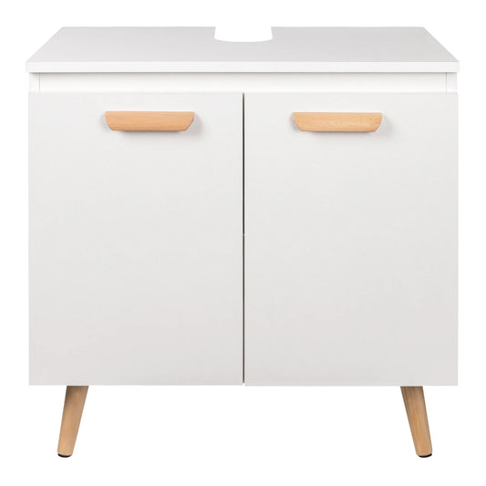 Bathroom Cabinet with 2 Doors Storage Undersink 60x40x60.5cm White/Black Vanity Unit Floor-Standing Toilet Home Furniture