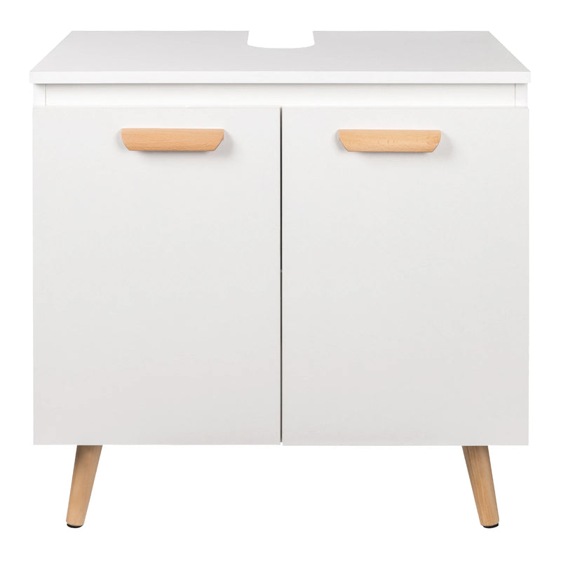 Bathroom Cabinet with 2 Doors Storage Undersink 60x40x60.5cm White/Black Vanity Unit Floor-Standing Toilet Home Furniture
