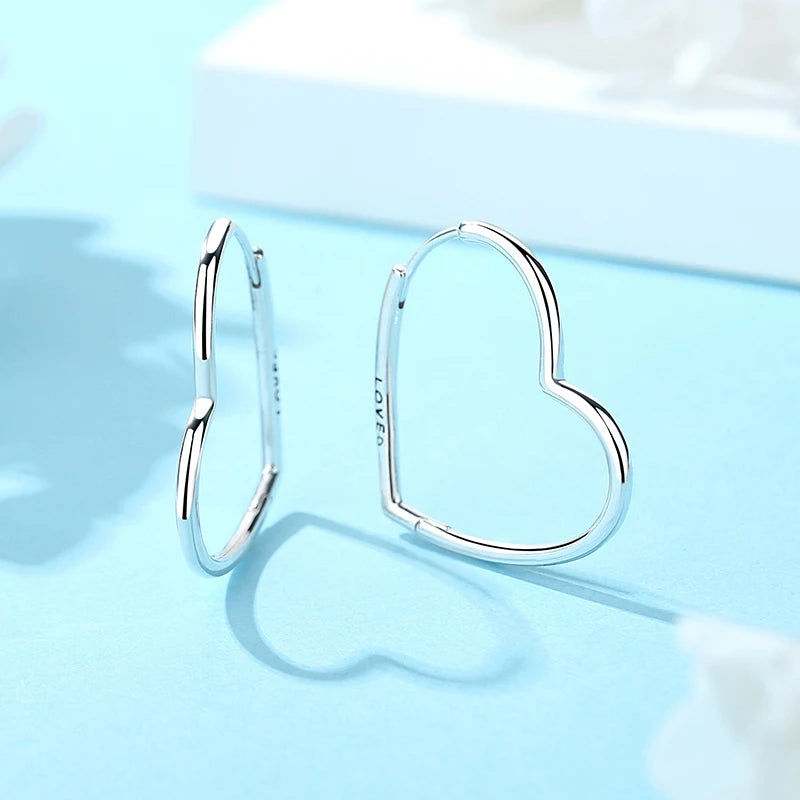 New 2026 Original 925 Sterling Silver Earrings For Women Piercing Hoop Love Heart Earings Rose Gold Wedding Gift Luxury Jewelry