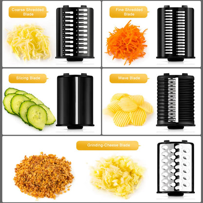 500W 5-in-1 Kitchen Electric Vegetable Chopper – Stainless Steel Slicer, Shredder/Grater for Cheese, Carrots, Potatoes, 220V