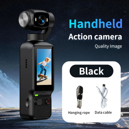 4K HD Handheld Outdoor Action Camera Portable Pocket Camera 180 ° Rotating Record Vlog Life Video Recording Entry Action Camer