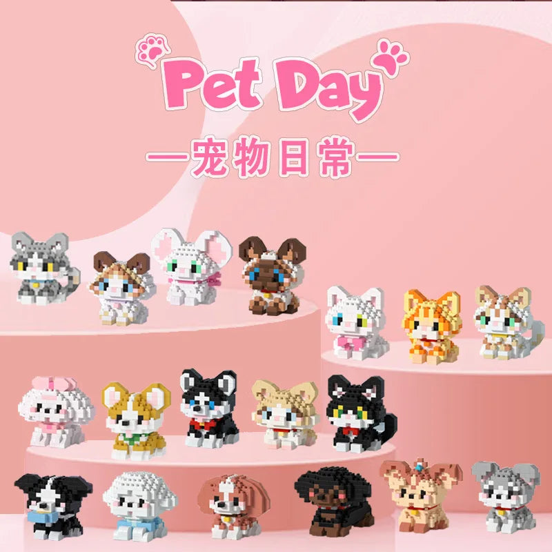 Pet Cat And Dog Animal Dolls Children's Educational Building Block Toys Suitable For Children's Birthday Gifts