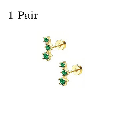 6/2Pcs Hypoallergenic Tiny 20G Stainless Steel Stud Earring for Women, Dainty CZ Cartilage Conch Helix Ear Piercing Jewelry Gift