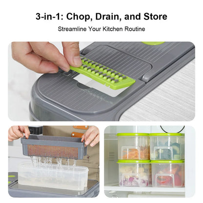 Multi-function Vegetable Chopper Slicing Shredding And Dicing Cutter Set with Container Chopping Board Food Slicer Kitchen Tools