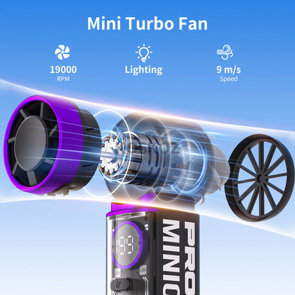Portable Handheld Mini Fan, 5 Speeds, with LED Display, Flashlight, USB Rechargeable, Mini Fan with Lanyard for Makeup, Travel