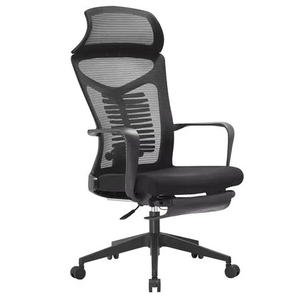 High-end Gaming Chair, Ergonomic, Height-adjustable, Flat, Foot-rest Chair (Black)