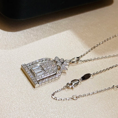 Fine Jewelry Full of Zircon Door Shaped Pendant Necklace for Women .Love Necklace. Anniversary Gift