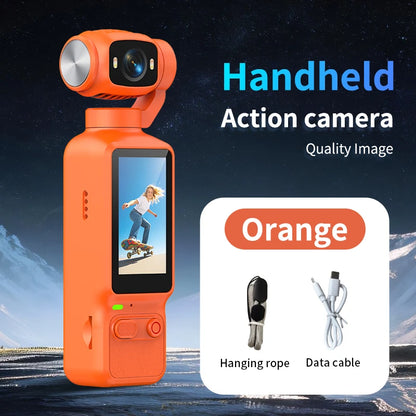 4K HD Handheld Outdoor Action Camera Portable Pocket Camera 180 ° Rotating Record Vlog Life Video Recording Entry Action Camer