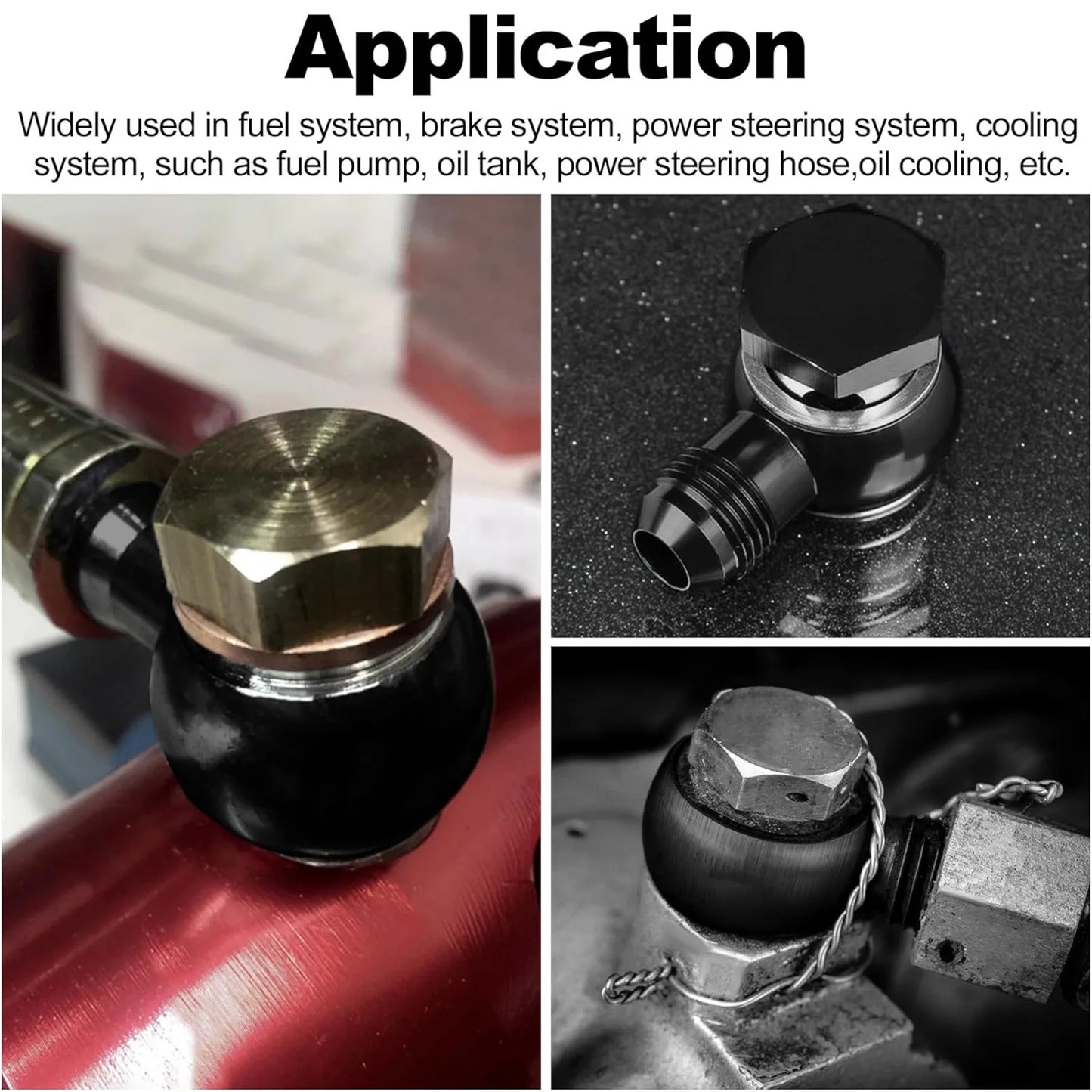 Aluminum Banjo Adapter Fitting 10AN Male Flare AN3 AN4 AN6 AN8 AN10 to 12mm 14mm 16mm Banjo Hole for Fuel & Brake Systems Black