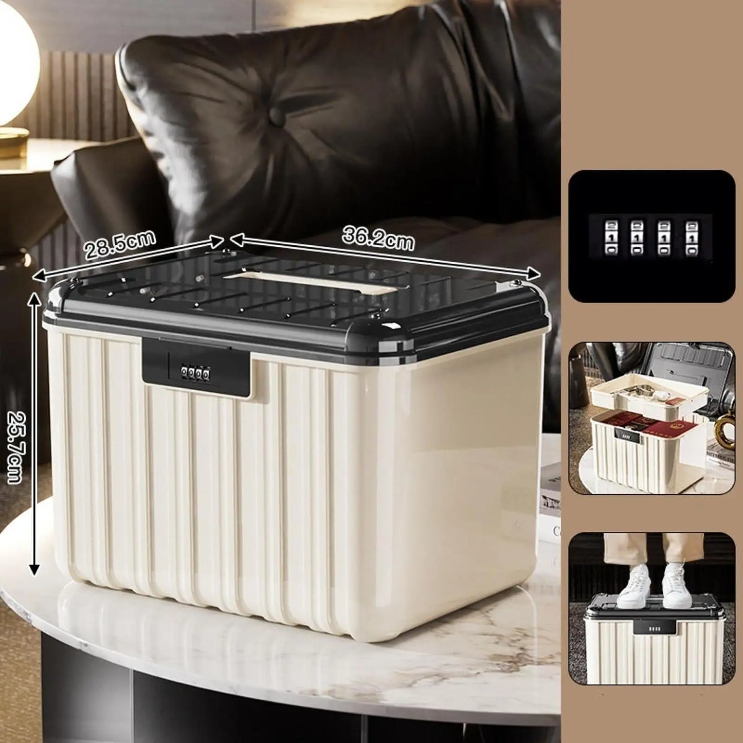 Lockable Storage Bin Garage Multi-Layer Organizer Box With Combination Lock Dustproof For Office Home Password Lock Storage Box