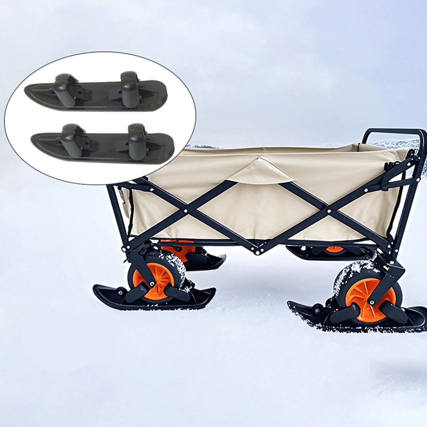 2 in 1 Snow Scooter Strollers Wheel Ski Sled Kids Snow Conversion Ski Scooter Sled Board for Backyard Jogging Sidewalks