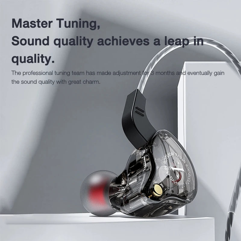 EARDECO Transparent Mobile Wired Headphones Bass for Phone Earphone In Ear Headphone Headset with Mic Earbuds Noise Cancelling