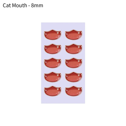 10pcs Cute Cartoon Mouth Stickers DIY Toys Doll Mouth Accessories Glass Crystal Anime Figurine Doll Face Organ Paster Decals
