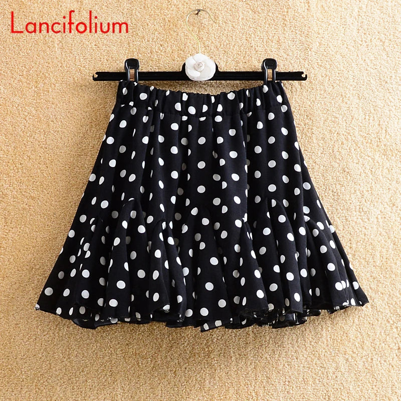 Y2k Chiffon White Black Skirt Summer Women 2021 Floral Dot Patchwork Ruffle Pleated High Waist Korean Kawaii Harajuku Mini Skirt