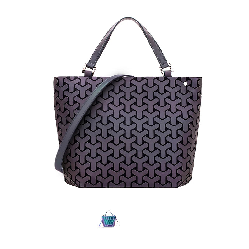 Luminous Reflective Bag Geometric Tote Folding Shoulder Bags for Women 2024 Plain Folding Handbags Sac a Main Female Bolsas