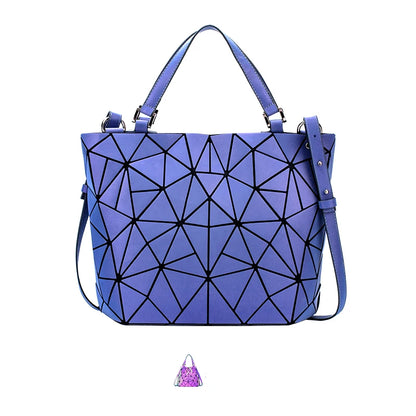 Luminous Reflective Bag Geometric Tote Folding Shoulder Bags for Women 2024 Plain Folding Handbags Sac a Main Female Bolsas