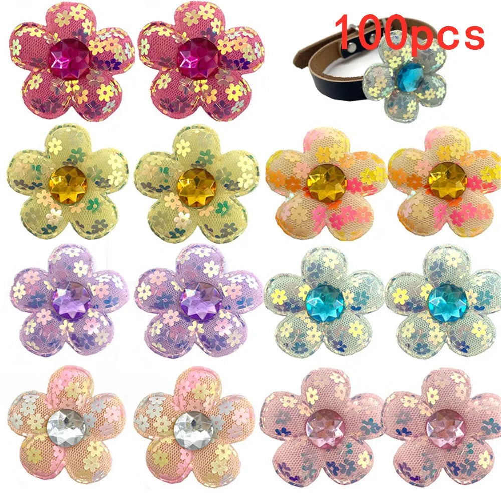 50pcs Pet Products Pet Dog Collar Decoration Accessories Small Dog Bowties Collar Accessories Small Dog Cat Puppy Collar Charms