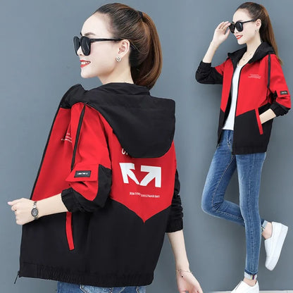 2022 New Autumn Women's Jackets Causal Hooded Windbreaker Famale Basic Coat Zipper Lightweight Jacket Outwear