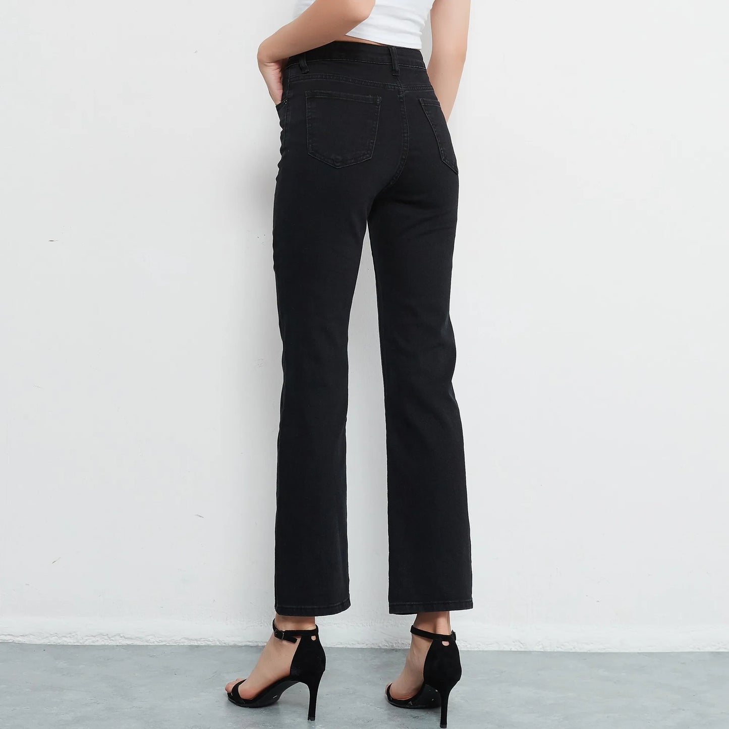 ZHISILAO New Straight High Waist Jeans Women Vintage Black Stretch Loose Long Denim Pants Streetwear Ladies trouser 2021