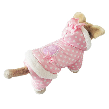 Dot Pattern Pet Dog Clothes Winter Warm Dog Windproof Coat Thickness Pet Clothing Costume Jumpsuit Hoodies Jacket Pet Supplies