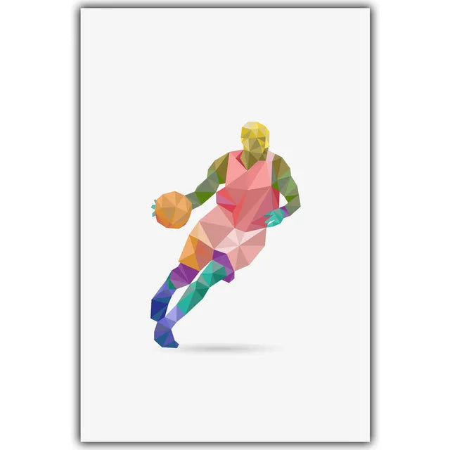 Decorative Canvas Painting Poster Geometric Athlete Wall Art Picture Home Decor