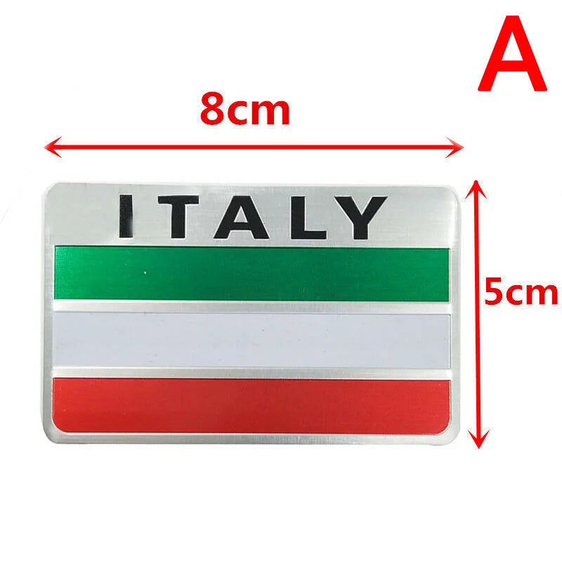Aluminum 3D Metal ITALY Italian Flag Sticker Emblem Badge Decal Car Decorate
