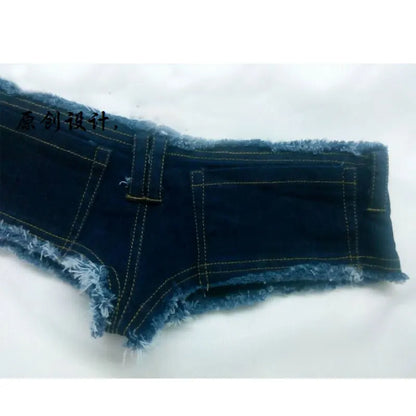 Sexy Low Waist Sexy Jeans Shorts Micro Mini Shorts Crotch Thong Detail Jeans Super Sexy Tight Temptation Erotic Clubwear