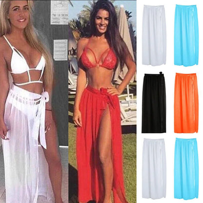 Sexy Beach Skirts Women Beach Dress Sarong Bikini 2024 Beach Cover Up Wrap Skirts Lady Towel Open-Back Swimwear Cover Ups