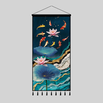 Tapestry decoration painting living room entrance porch new Chinese background cloth wall decoration hanging cloth wall decor