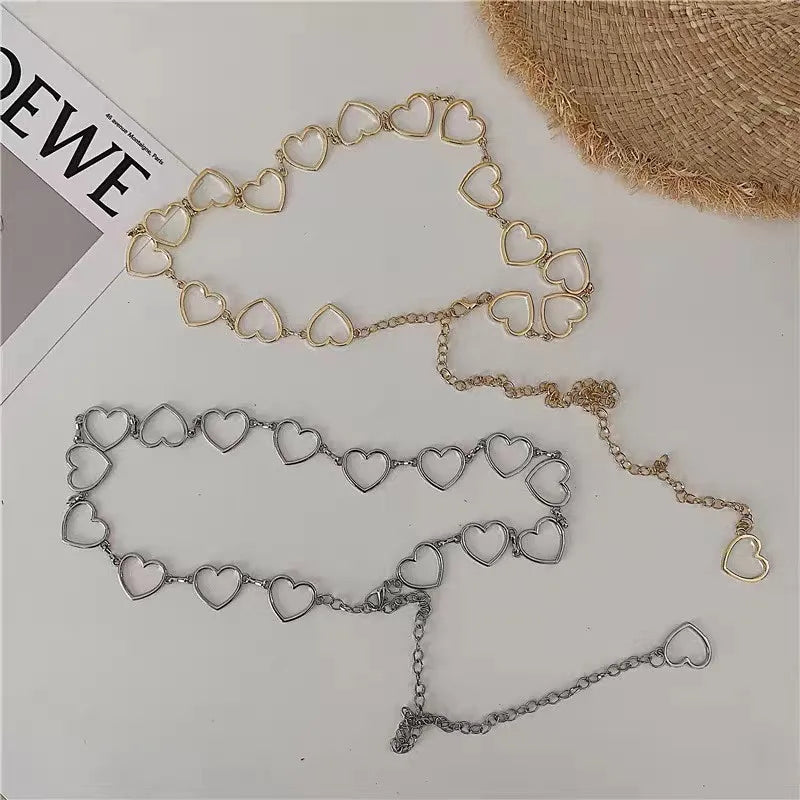 Sexy Body Waist Chain Jewelry For Women Fashion Minimalism Belly Belt Simple Heart Chain Bohemia Summer Beach Vacation Bijoux
