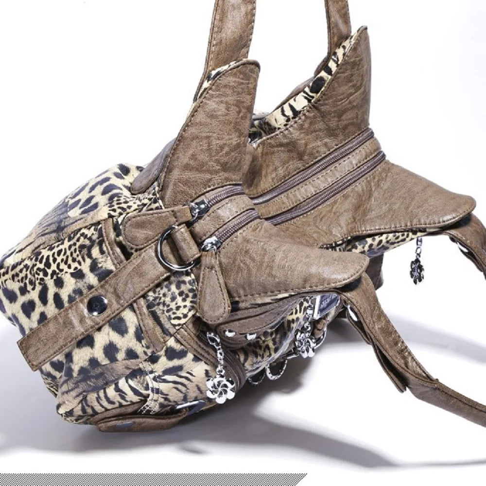 Angel Kiss Women Handbags Leopard Bag Top-handle Handbag Fashion Satchel Dumpling Pack Shoulder Bag Tote Bag Hobos Large Purse