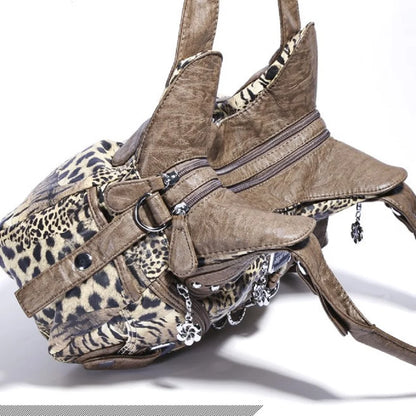 Angel Kiss Women Handbags Leopard Bag Top-handle Handbag Fashion Satchel Dumpling Pack Shoulder Bag Tote Bag Hobos Large Purse