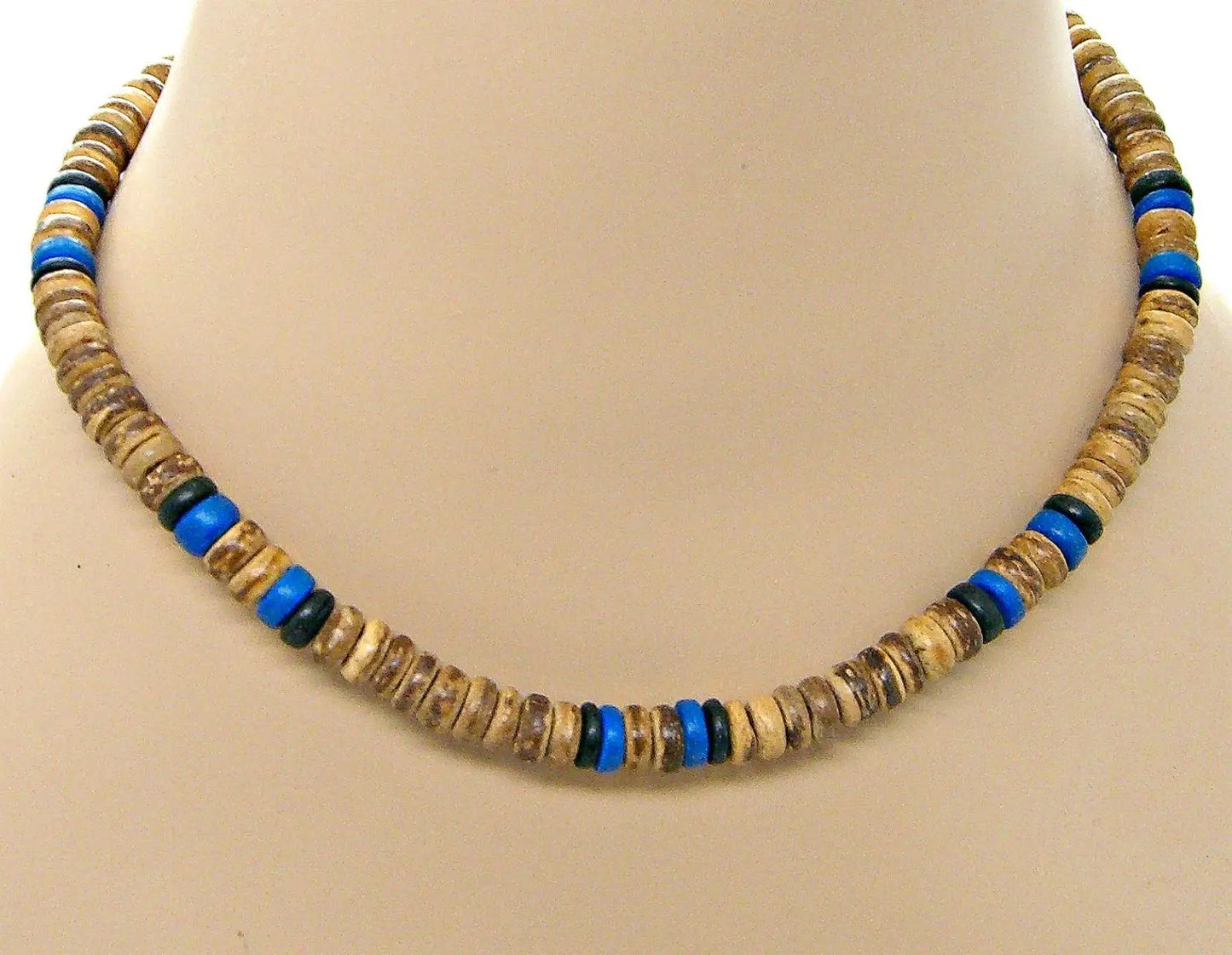 African Necklace Beaded necklace lava stone diffuser necklace Surfer necklace Mens coconut necklace