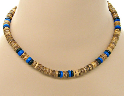 African Necklace Beaded necklace lava stone diffuser necklace Surfer necklace Mens coconut necklace