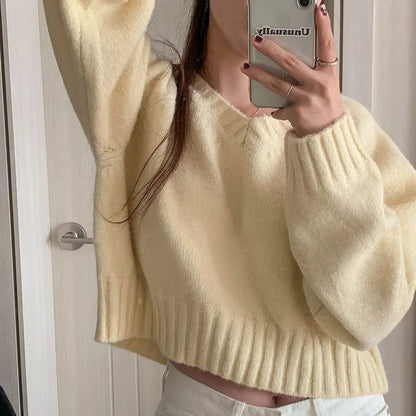 Will protect the firm offers to chic pure color restoring ancient ways Korea v-neck warm sweater sweater coat female tide