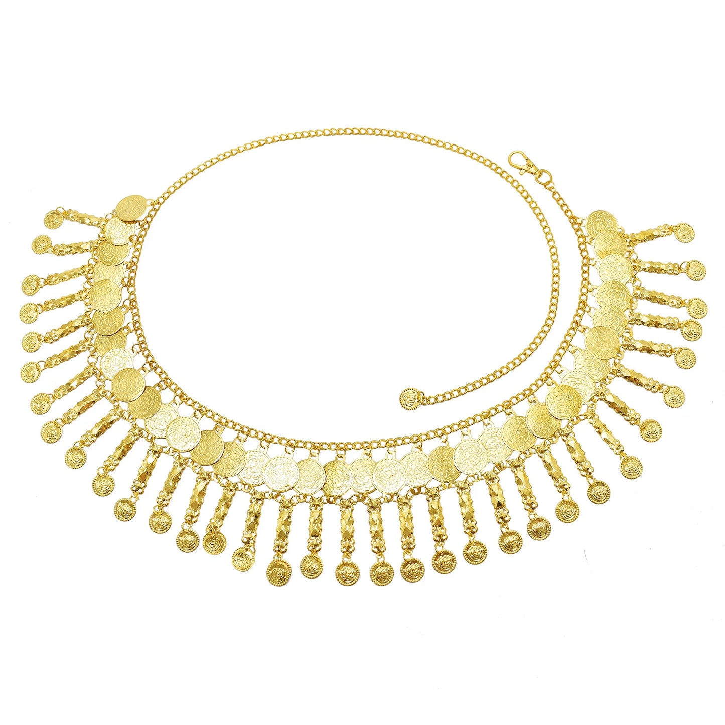 Indian Coin Belly Waist Body Chains for Women Female Gold Alloy Long Tassel Dance Dress Belt Wedding Party Metal Jewelry