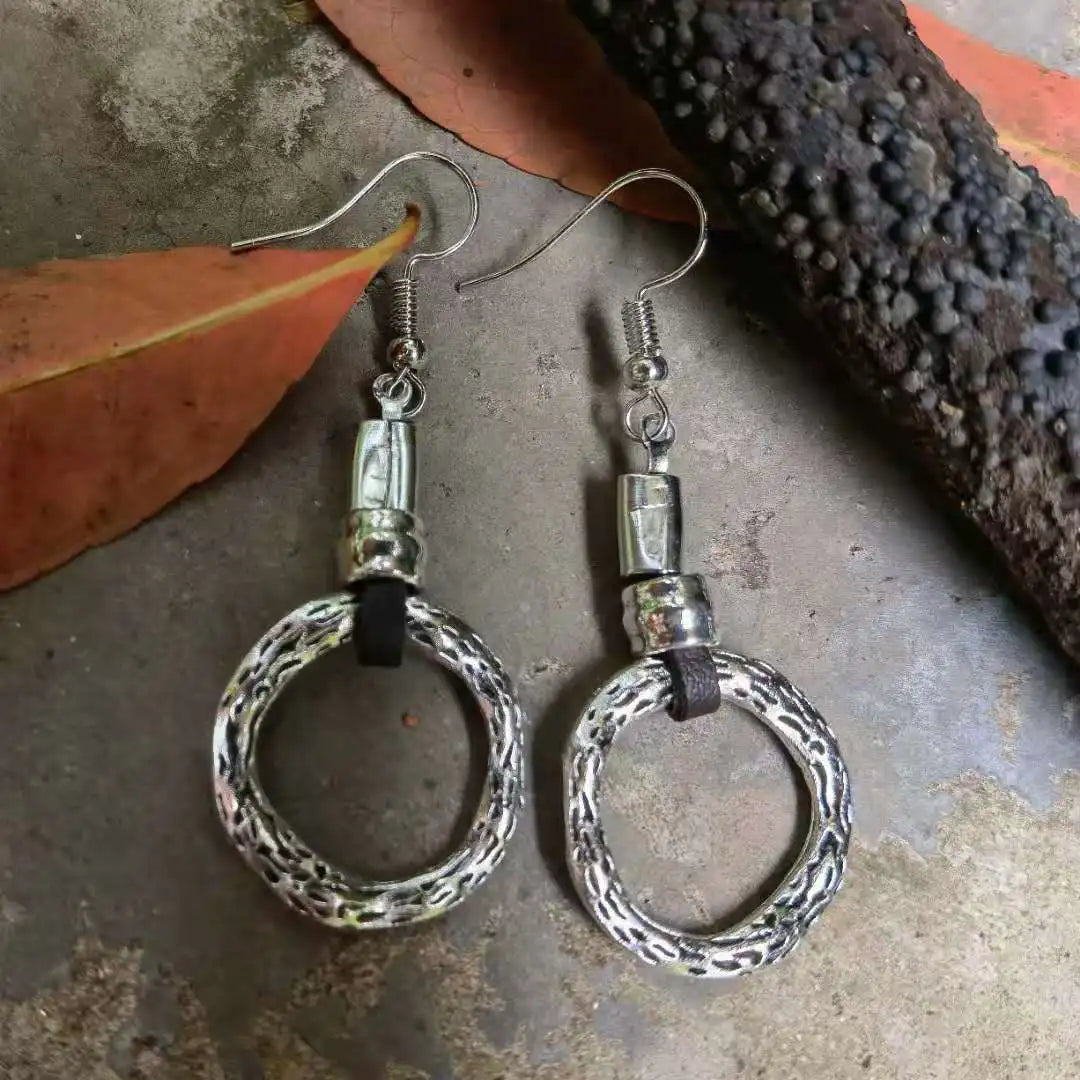 turquoise earrings jewelry dangle earrings boho earrings ethnic earrings leather Earrings big leather Earrings