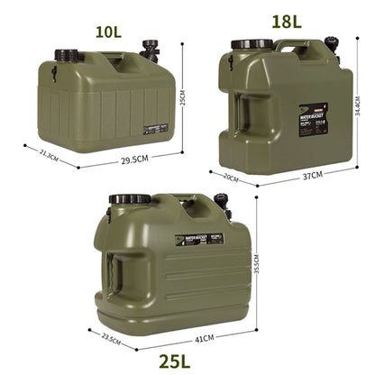 Desert&Fox Water Container with Spigot 10L/18L/25L PE Water Storage Carrier Portable Green Bucket for Camping Hiking Picnic