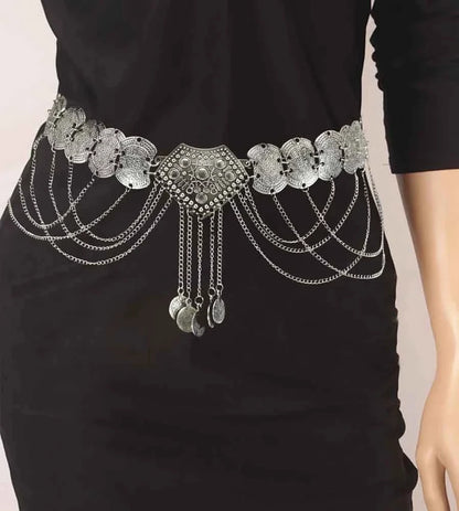 Indian Coin Belly Waist Body Chains for Women Female Gold Alloy Long Tassel Dance Dress Belt Wedding Party Metal Jewelry