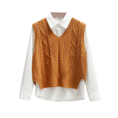 New In Korean Fashion Women Sweater Vest 2025 Spring Fall Sleeveless Knitted V Neck Pullovers Female Knitwear Top Outerwear