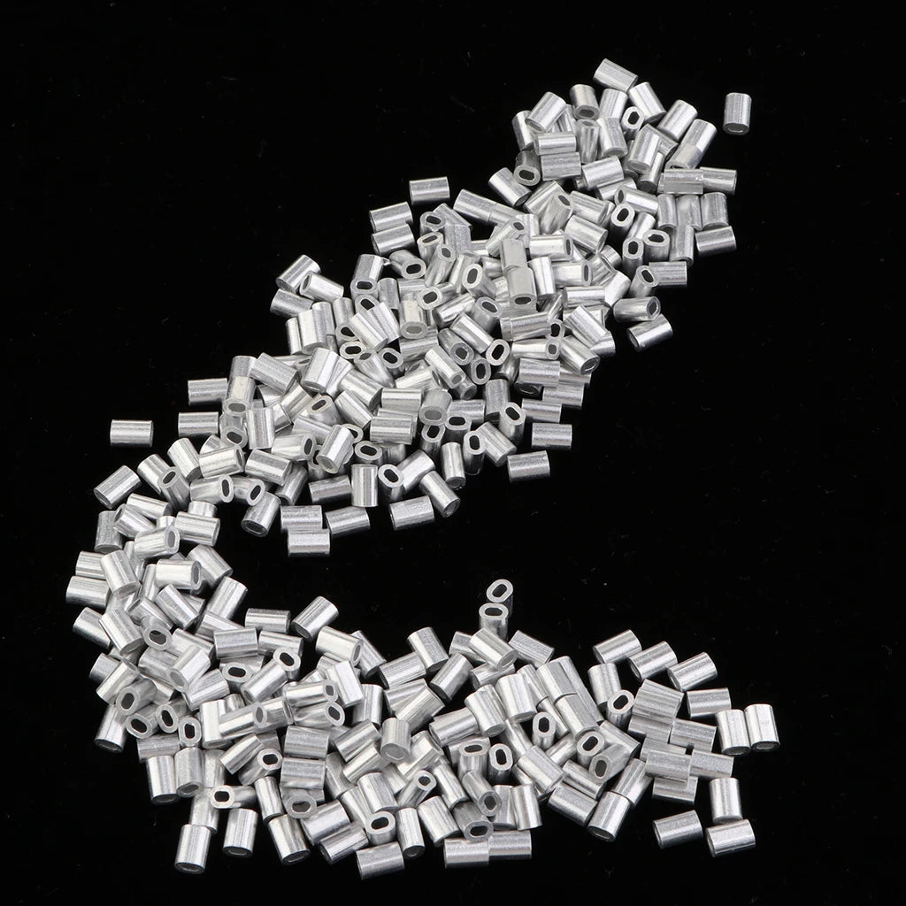 1000Pcs Fishing Double Barrel Aluminium Crimp Sleeves Tube DIY Accessories