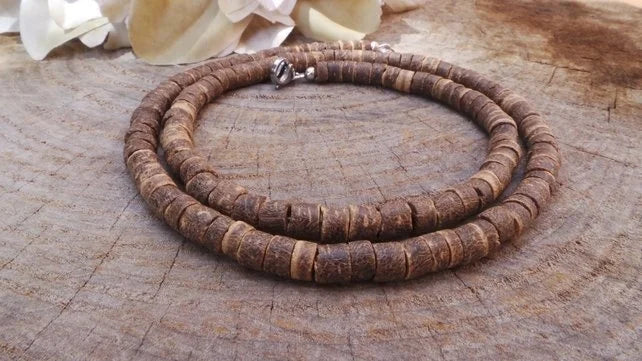African Necklace Beaded necklace lava stone diffuser necklace Surfer necklace Mens coconut necklace