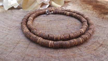 African Necklace Beaded necklace lava stone diffuser necklace Surfer necklace Mens coconut necklace